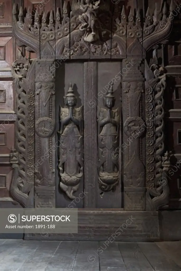 Closed door of a monastery, Myanmar