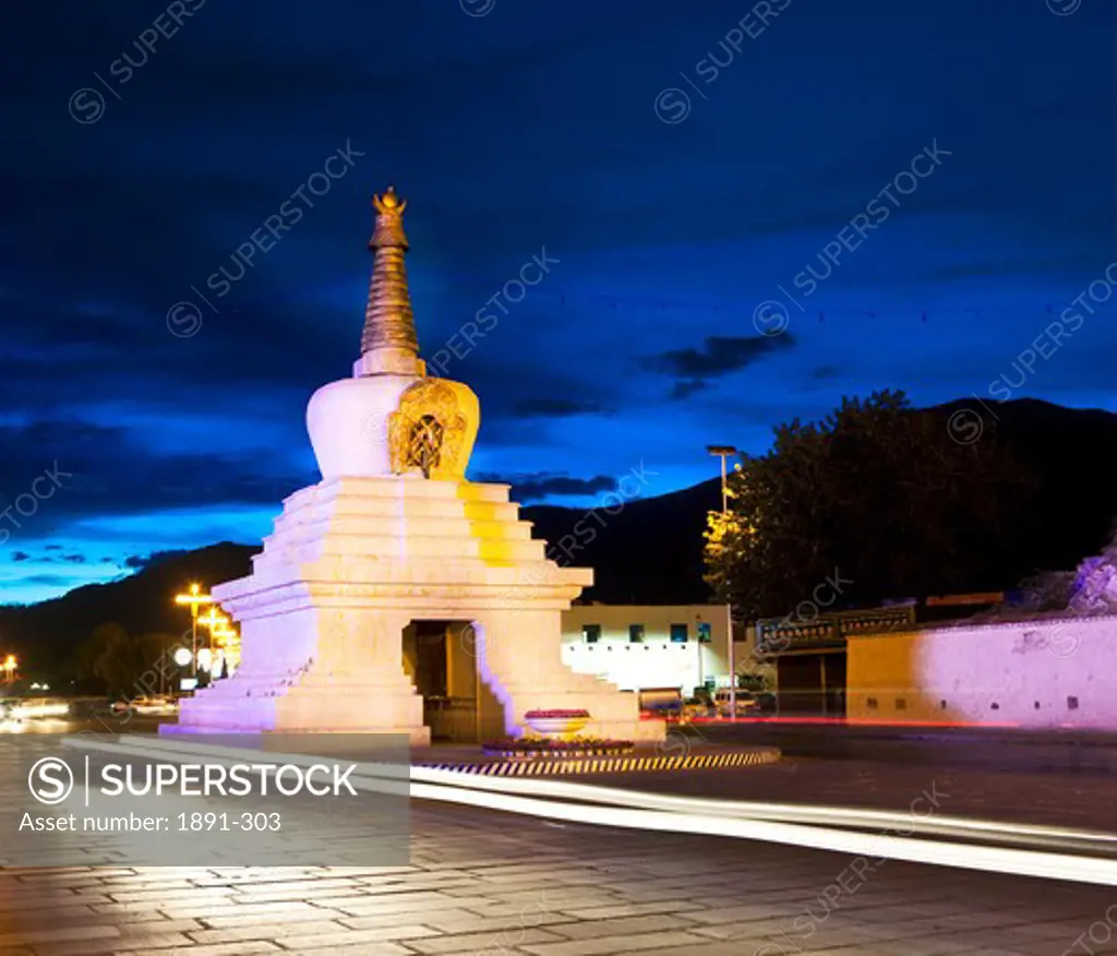 Stupa at night, Lhasa, Tibet,