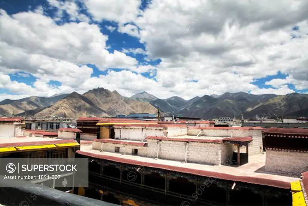 High angle view of a residential structure, Lhasa, Tibet,