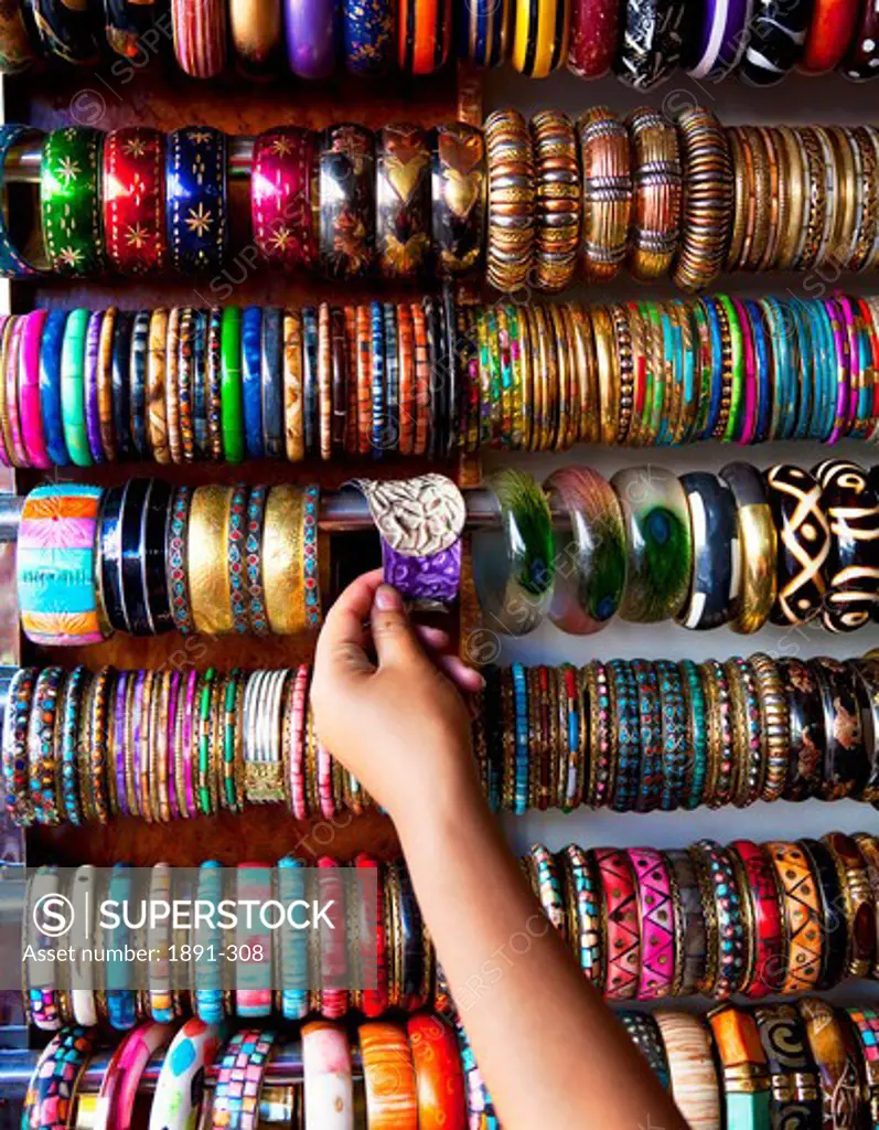 Bracelets at a market stall, Tibet,