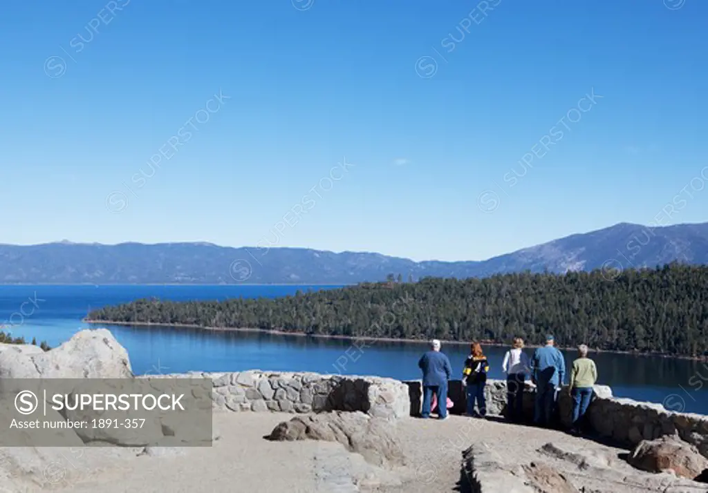 Tourists looking at the lake view, Lake Tahoe, USA