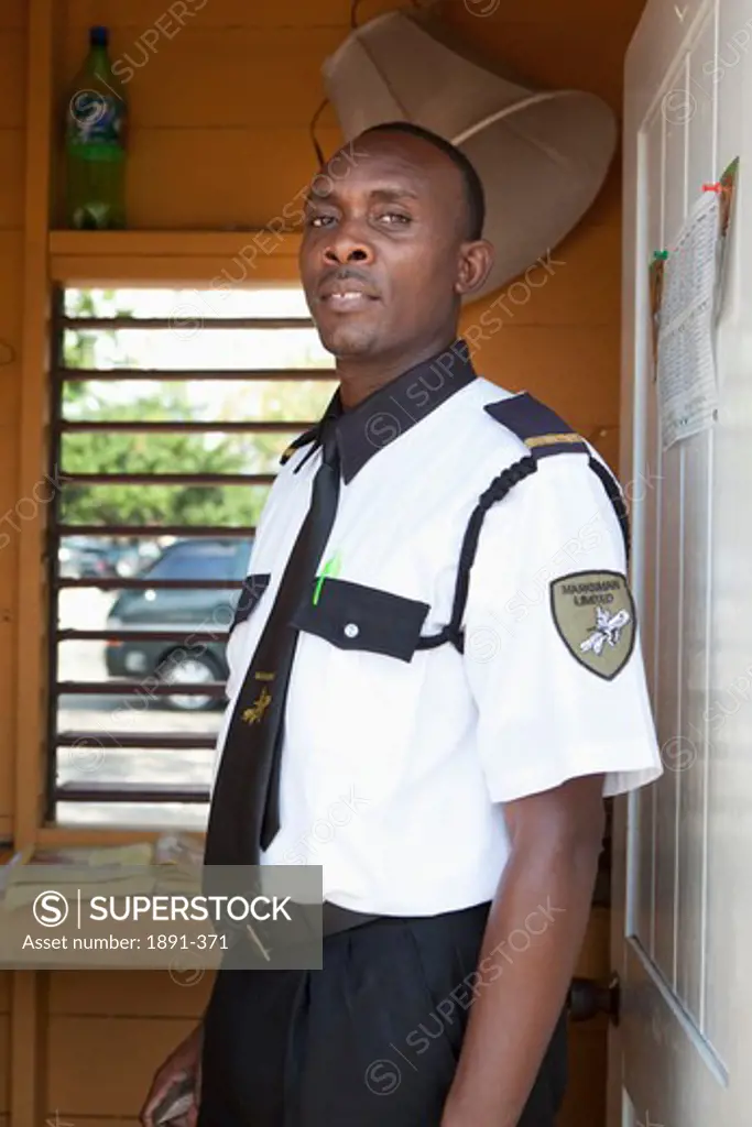 Hotel security officer in the cabin, Jamaica