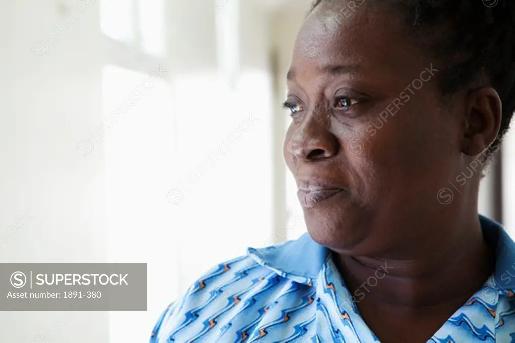 Close-up of a mature woman day dreaming, Jamaica