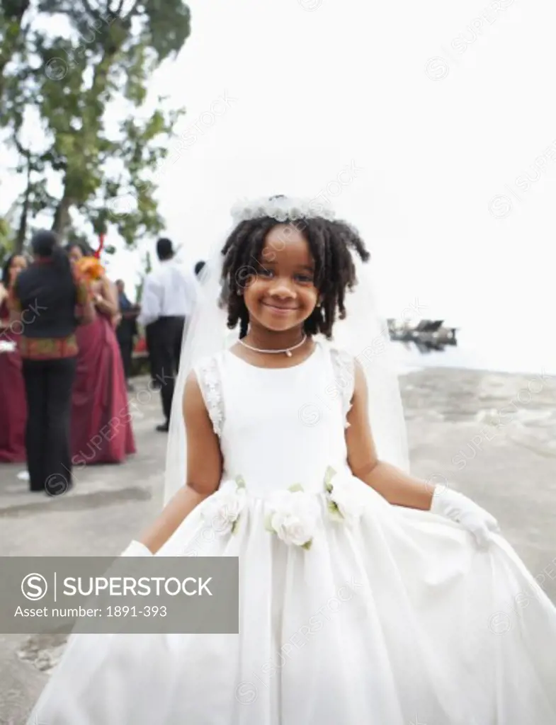 Flower girl at wedding, Jamaica