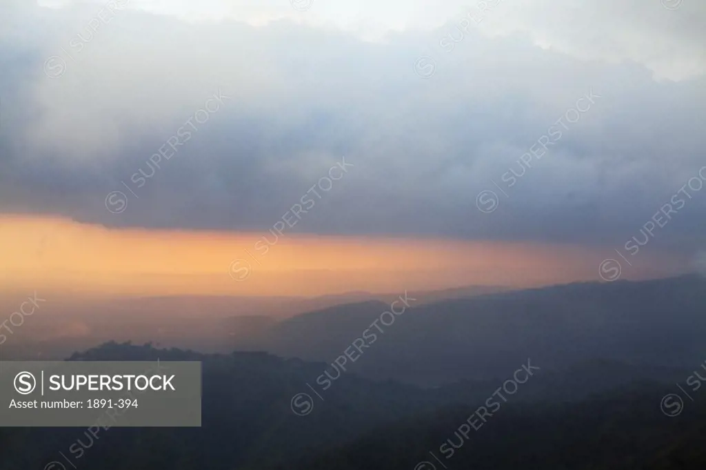 Sunset over mountains, Kingston, Jamaica