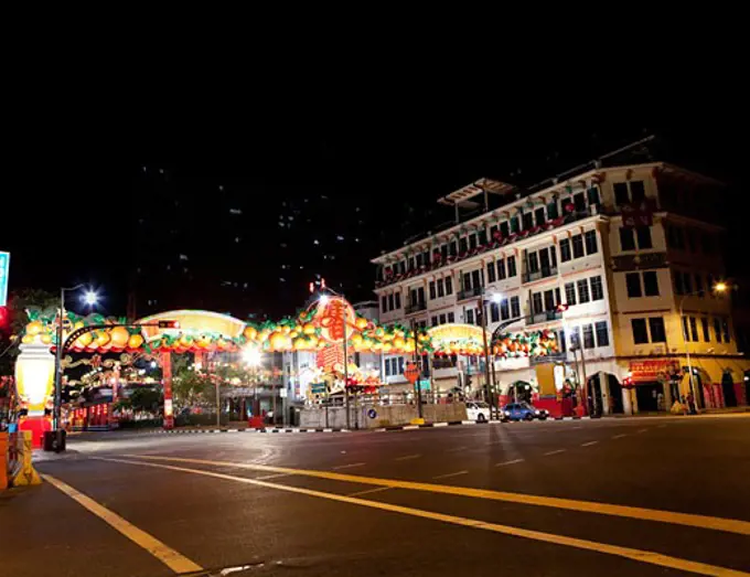 Chinese New Year celebration on a street, Singapore