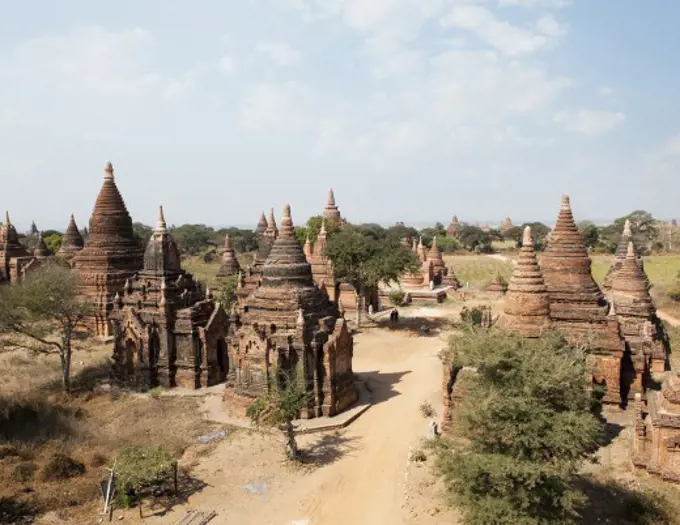 Temples on a landscape, Bagan Temple, Bagan, Myanmar