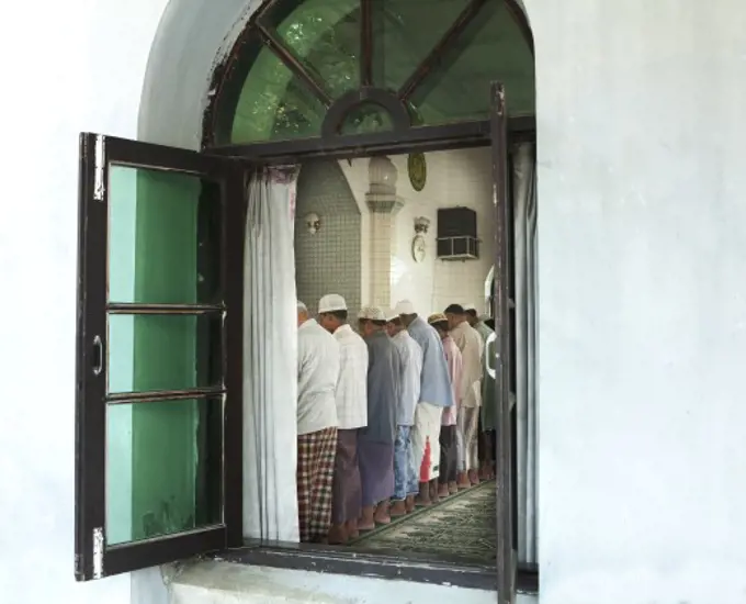 Group of people praying in a mosque, Myanmar