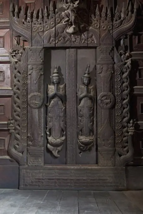 Closed door of a monastery, Myanmar