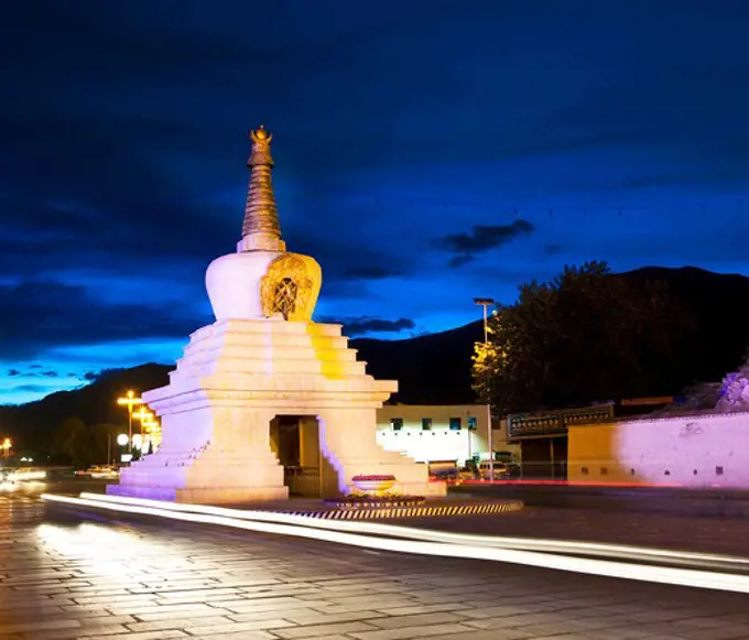 Stupa at night, Lhasa, Tibet,