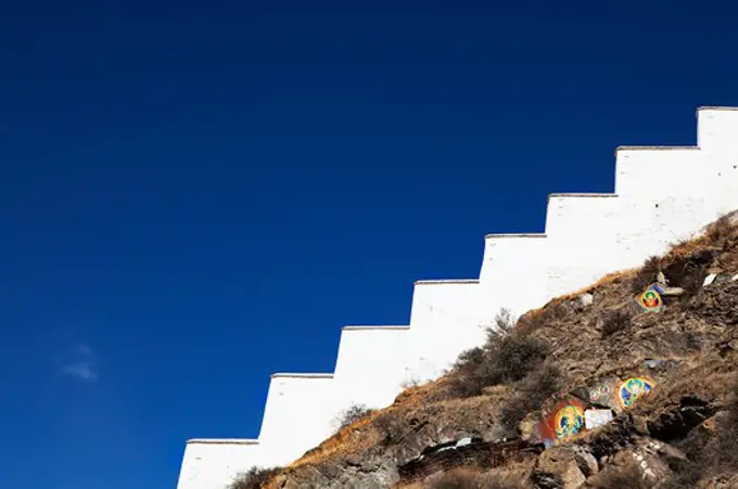 Wall of a palace, Potala Palace, Lhasa, Tibet,