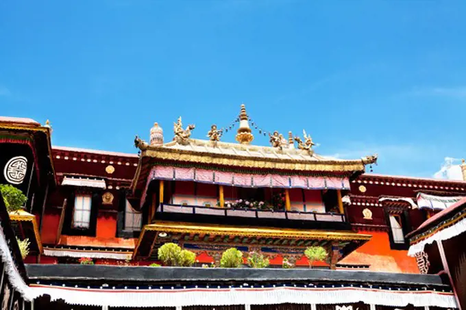 Low angle view of a temple, Jokhang Temple, Lhasa, Tibet,