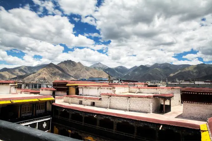 High angle view of a residential structure, Lhasa, Tibet,