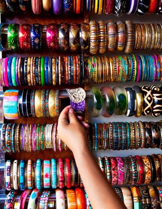 Bracelets at a market stall, Tibet,