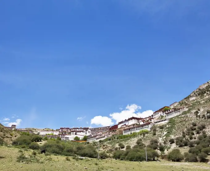 Monastery on a hill, Tibet,