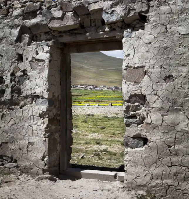 Close-up of an entrance way, Tibet,