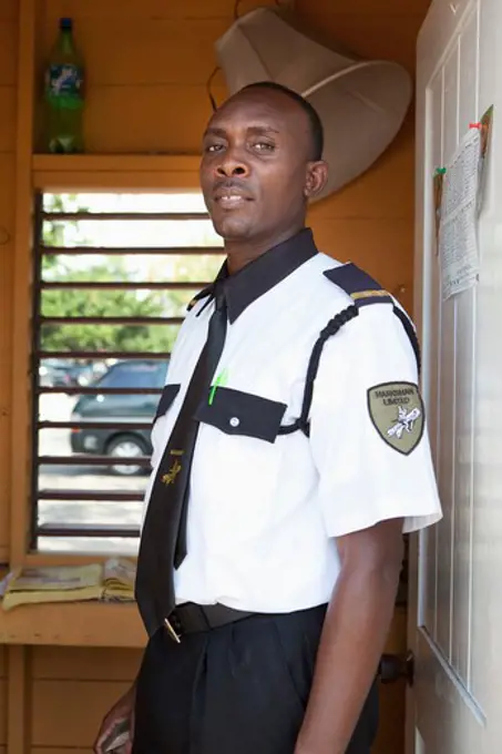 Hotel security officer in the cabin, Jamaica