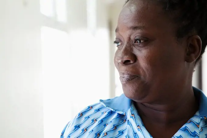 Close-up of a mature woman day dreaming, Jamaica