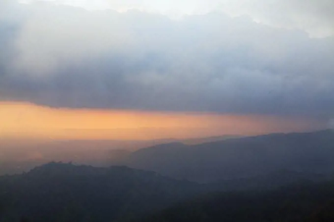 Sunset over mountains, Kingston, Jamaica