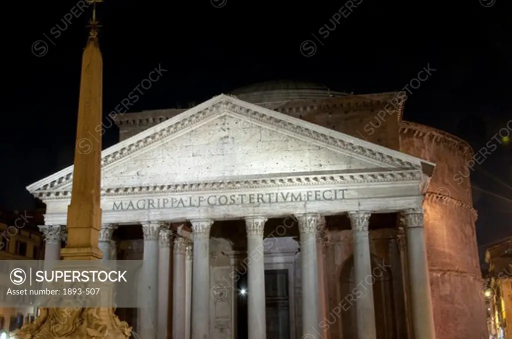 Obelisk in front of a church, Pantheon Rome, Rome, Lazio, Italy