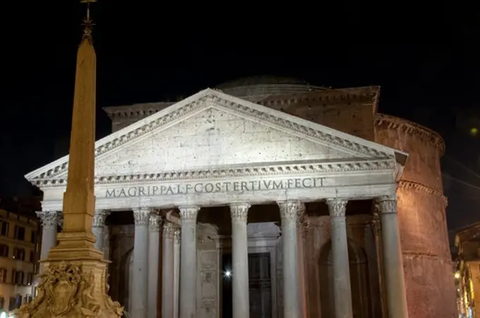 Obelisk in front of a church, Pantheon Rome, Rome, Lazio, Italy