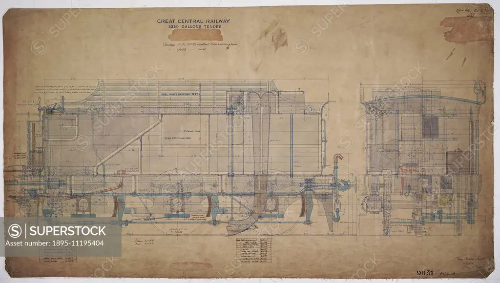 General arrangement drawing of Great Central Railway tender unit for '0-6-0' locomotive