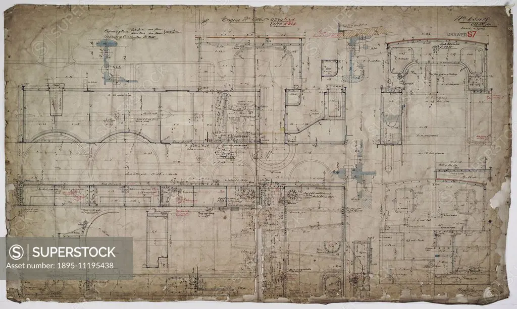 General arrangement drawing of Sligo, Leitrim & Northern Counties Railway '0-6-4' tank locomotive