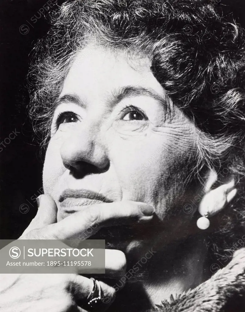 'Enid Blyton watching the final auditions for the star roles of 'Noddy' and 'Silky' in 'Noddy in Toyland' from the stalls of the Princes Theatre in Lo...