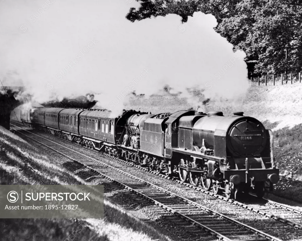 Royal Scots Fusilier´ steam locomotive, Royal Scot Class 4-6-0 engine No 6103. An up LMS express, seen here between Lancaster and Preston. The train ...