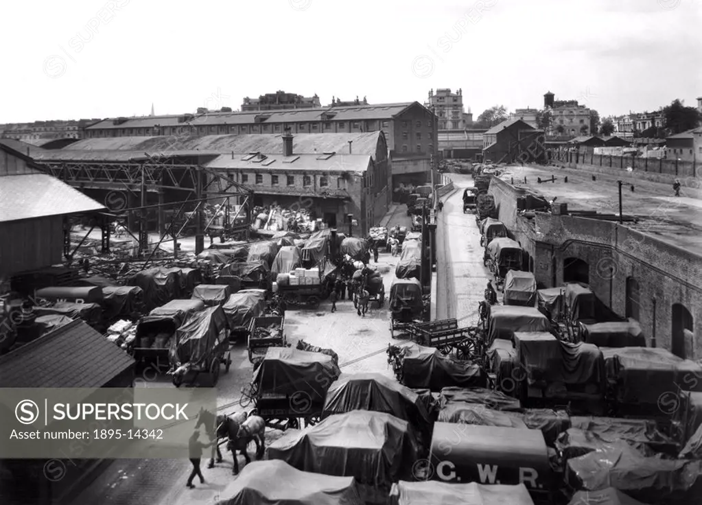 Paddington goods depot, London, 27 May 1926  The yard is congested with wagons following the general strike of that year