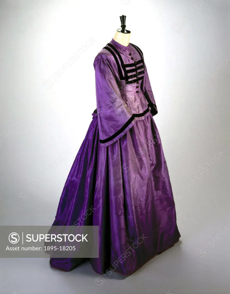 This silk dress is dyed with Sir William Henry Perkin´s (1838-1907) original mauve aniline dye. The purple, even though it has faded, has a richness u...