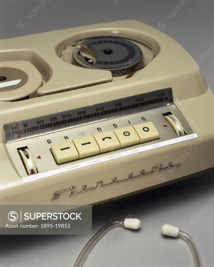 Grundig Stenorette ´M´ dictating machine, 1955.Detail. The Grundig Stenorette was one of the first truly portable dictation machines in that it was li...