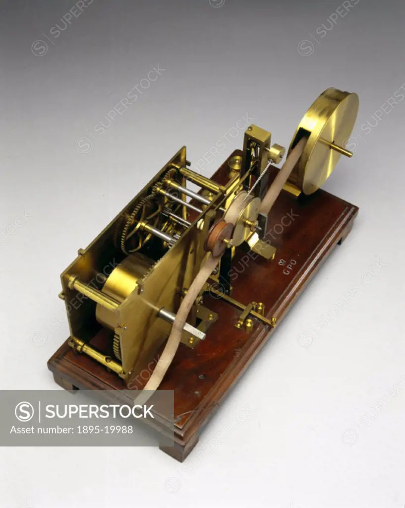 Devised by the Scottish clockmaker Alexander Bain (1810-1877), this chemical telegraph was the first system of electrical facsimile transmission, and ...