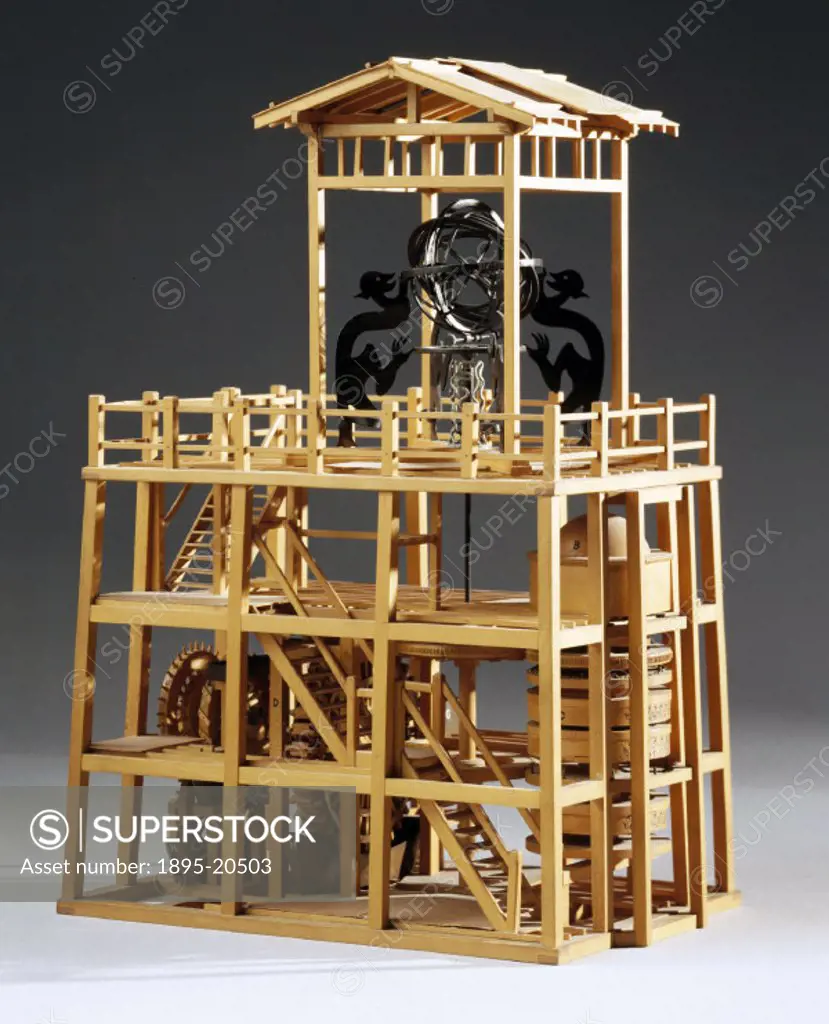 Model (scale 1:48) of a Chinese astronomical clock, copied from Su Song´s ´New Design for a Mechanised Armillary Sphere and Celestial Globe´ (1092). S...