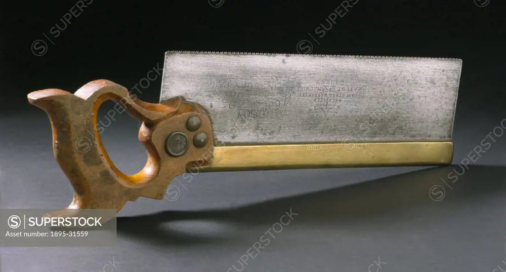 This saw by Spear & Jackson, Sheffield features a Leap-Frog’ warranted cast steel blade and brass back. The back stiffened the relatively thin blade ...