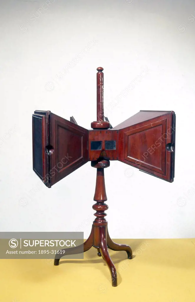 Wheatstones table stereoscope, c 1860.Charles Wheatstone demonstrated his stereoscope to the Royal Society in 1838 in order to demonstrate binocular ...