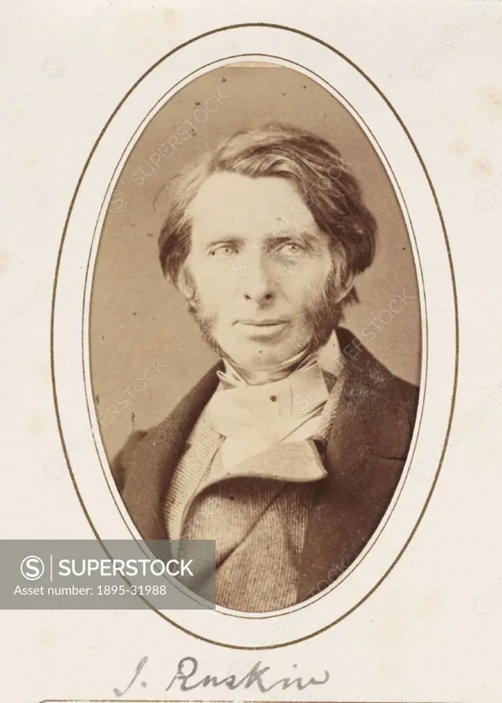 A carte-de-visite portrait of John Ruskin (1819-1900), taken at the studio of Elliot & Fry, London, in about 1870.  A carte-de-visite is a photograph ...