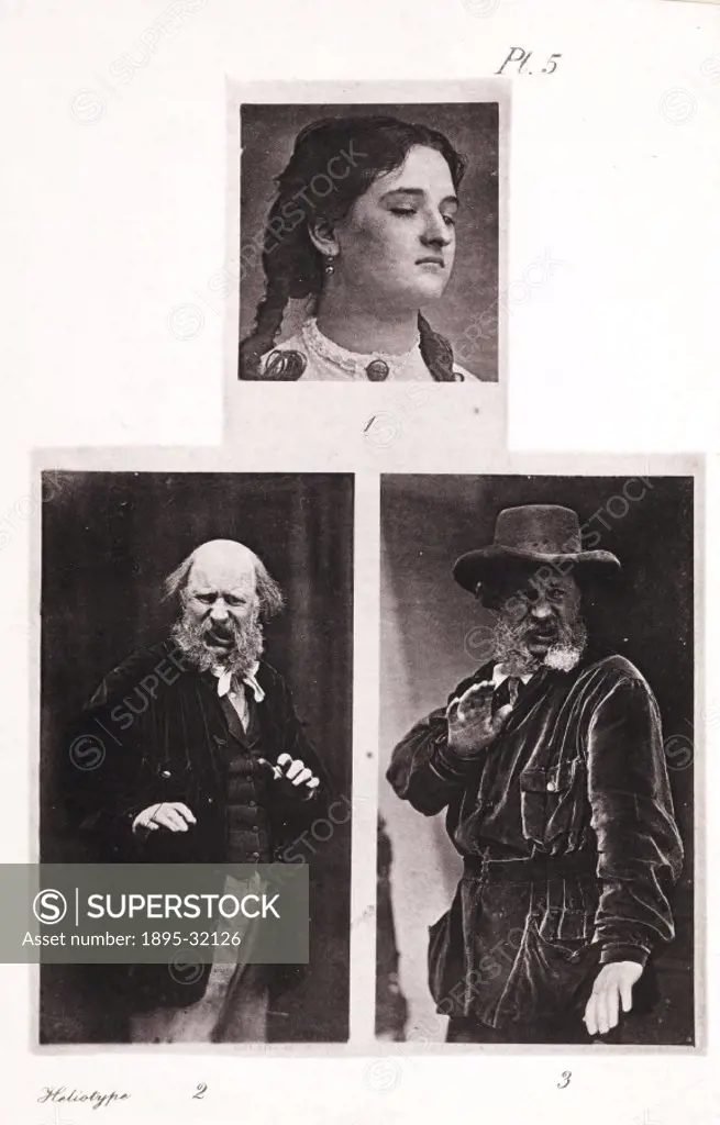 A series of photographs showing human emotions, from Charles Darwin´s (1809-1882) book ´The Expression of the Emotions in Man and Animals´, published ...