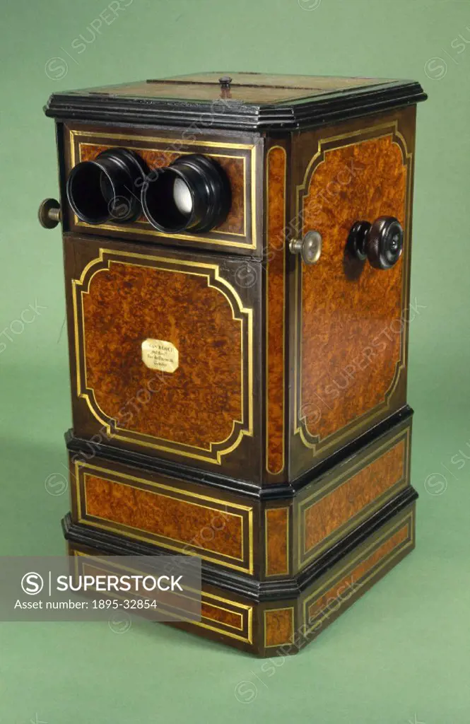 Stereoscope viewer by Leon Bloch, late 19th century.Charles Wheatstone (1802-1875) first demonstrated his stereoscope to the Royal Society in 1838 in ...