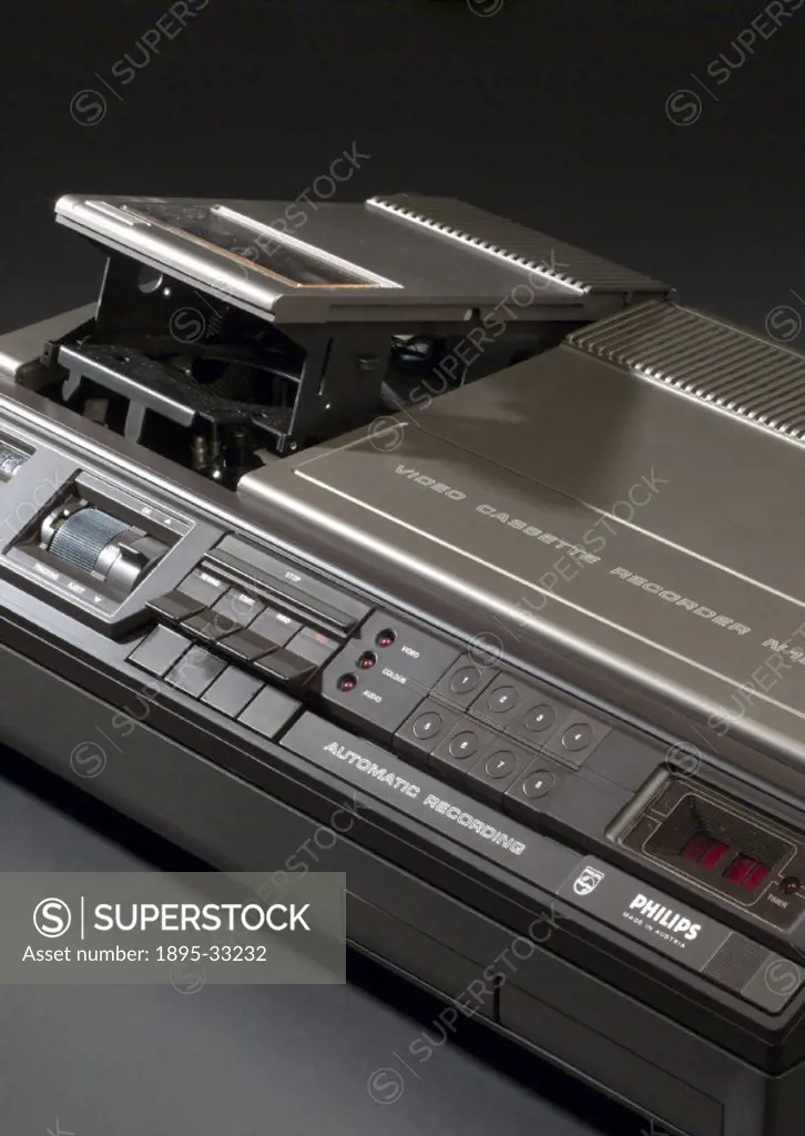 Philips video cassette recorder, type N1502, c 1974.Philips launched the first ´proper´ ´home´ video recorder, the Philips N1500, in 1972. This was th...