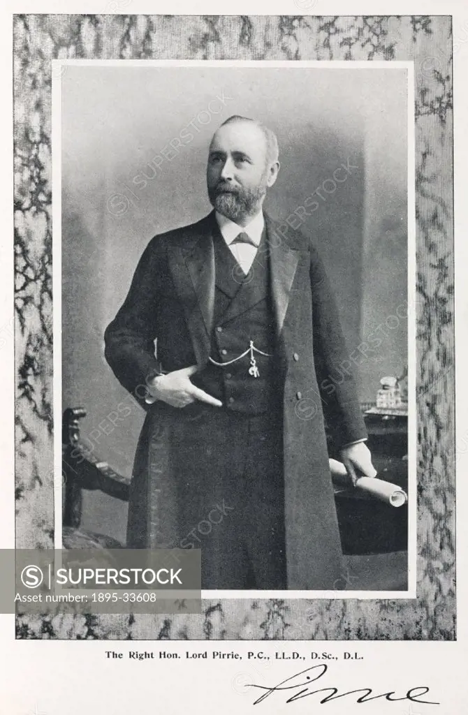 Portrait of Canadian-born William James Pirrie (1847-1924) who entered the Belfast firm of Harland & Wolff in 1862. By 1874 he had been made a partner...