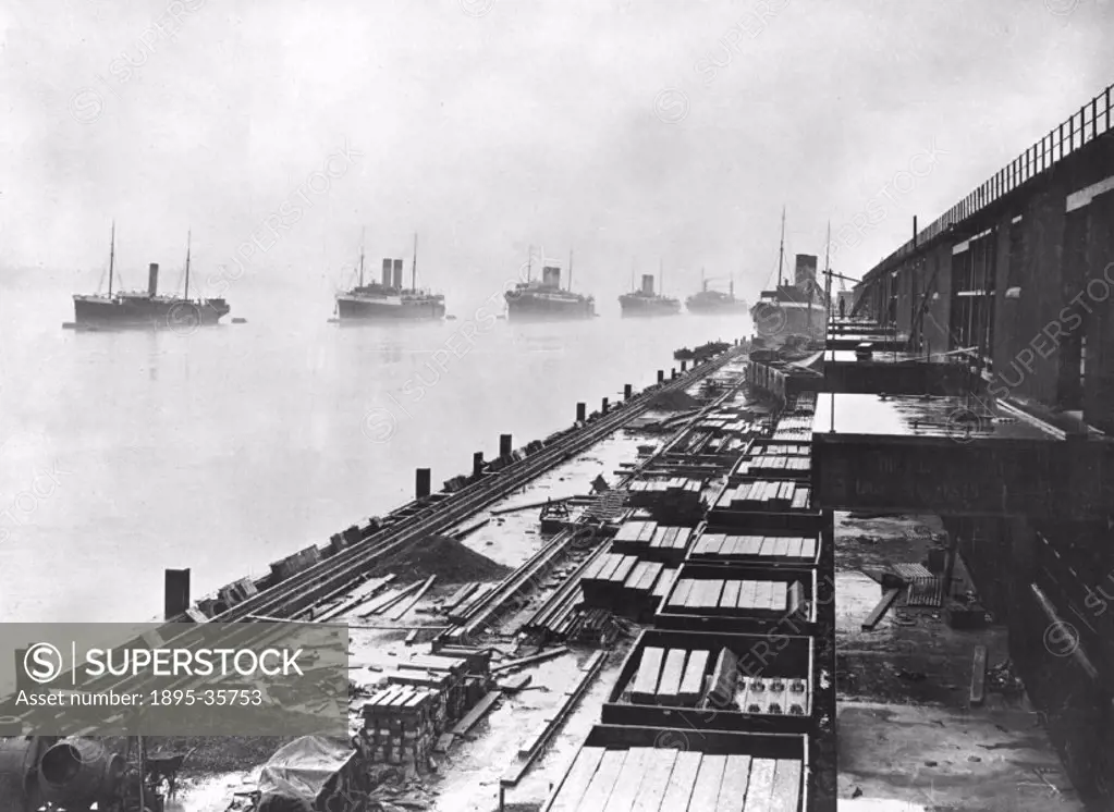 The building of Parkeston Quay´s extension, about 1933.  Parkeston Quay opened in 1883, as the port of Harwich was too small to cope with the increase...