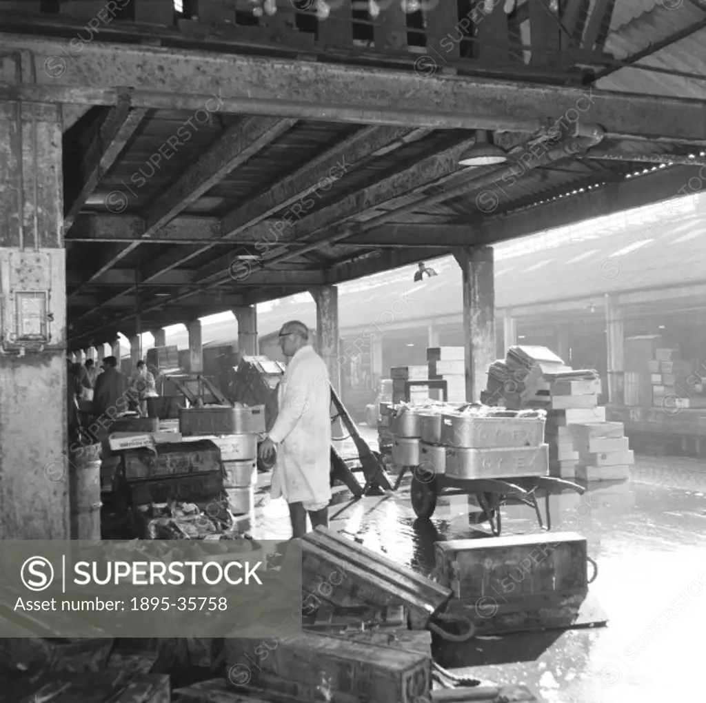 Depot at Grimsby docks, 12 October 1961. This was where cargo was brought to be transported by rail.  The docks were developed in the 1850s and at thi...