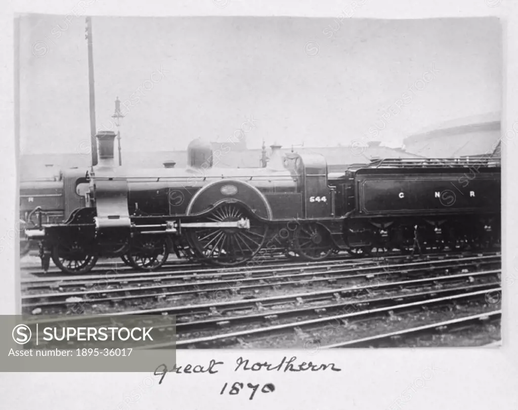 Great Northern Railway 4-2-2 locomotive number 644, 1870.  The Great Northern Railway opened in 1852, and ran between King´s Cross station in London, ...