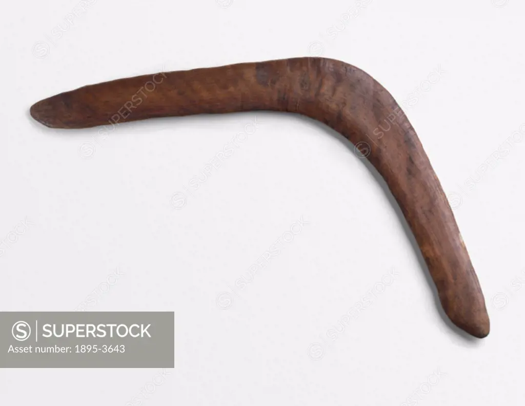 The boomerang is a thin curved hardwood missile used by Australian Aborigines as a hunting weapon. It is designed to be thrown in such a way that it r...