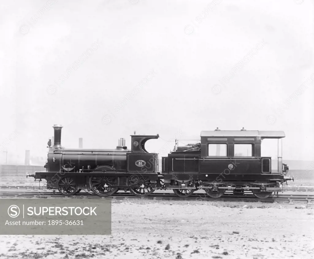 A 0-6-0 Lancashire and Yorkshire Railway shunting tank engine number 31, 1897. This tank engine was built at Horwich works.  Horwich works opened in 1...