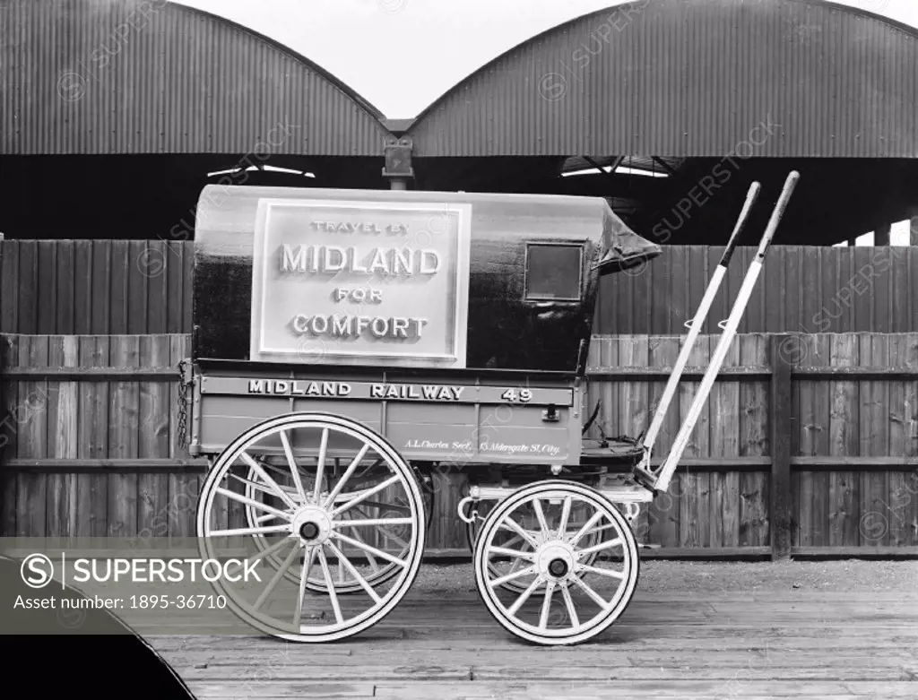 Midland Railway parcel van, 1914.  The MR collected parcels from stations and took them into offices and warehouses in towns.They also collected parce...