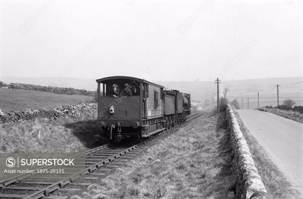 Inspection vehicle, pulled by a steam locomotive on the Cromford & High Peak Railway, Derbyshire, by Selwyn Pearce-Higgins, 1967.  The C&HPR opened in...