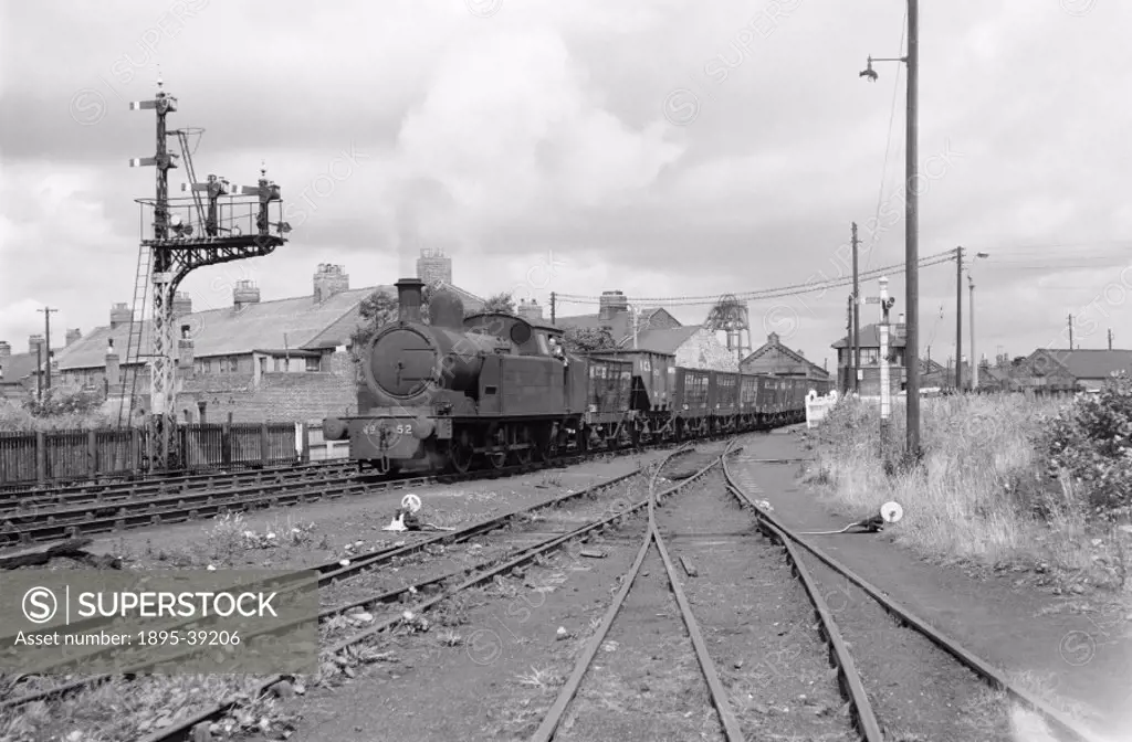 Goods train, pulled by locomotive number 52 on the Lambton Railway, Tyne and Wear, by Selwyn Pearce-Higgins, 1967.  Lambton Railway was built in 1737....