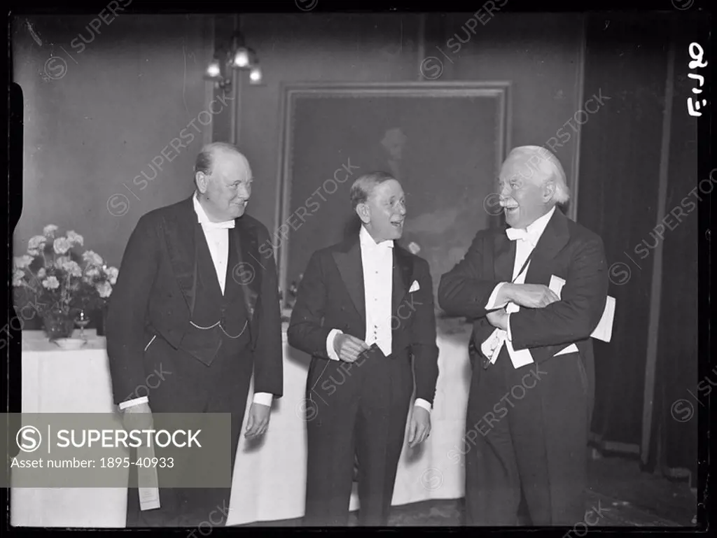 Winston Churchill, JS Elias and David Lloyd George, 17 December 1934 Daily Herald image of left to right Winston Churchill, JS Elias and Lloyd George ...